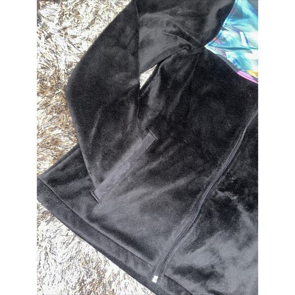 FILA VTG 80's Women's Velour Track Sport Jacket Full Zip Black Multicolor Sz S - Picture 3 of 7